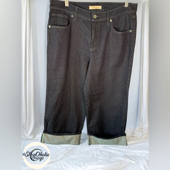 NWT BCBG Max Azria Dark Rinse Wide Leg Cuffed Jeans Size 32 - Picture 1 of 12